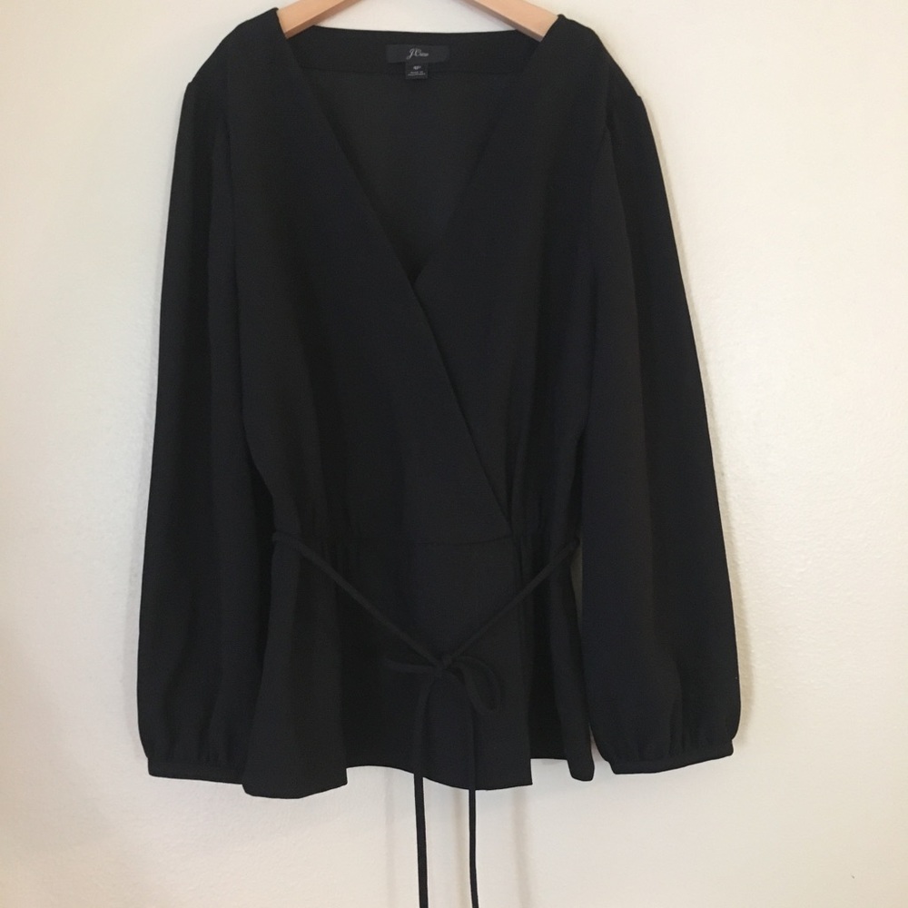 J. Crew PETITE DRAPEY CREPE FAUX-WRAP TOP